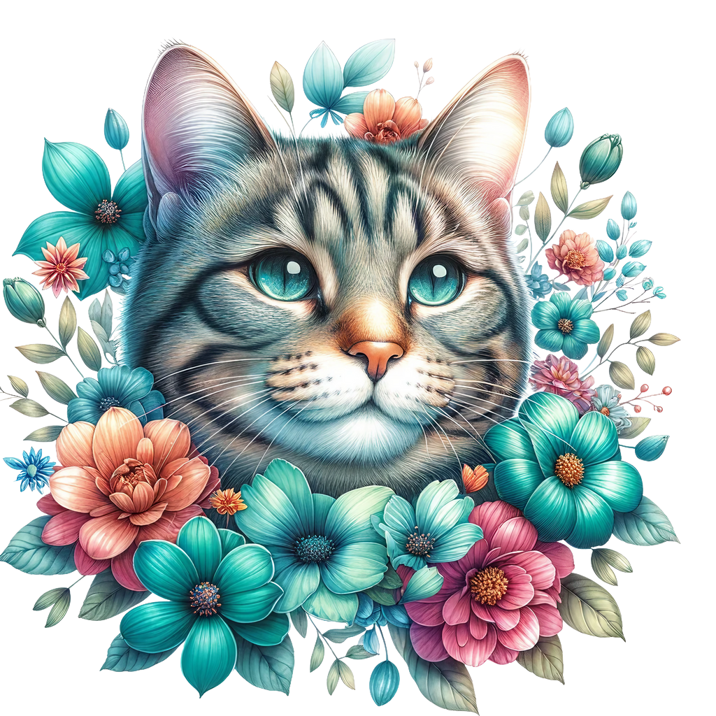 Floral Cats Heat Transfer