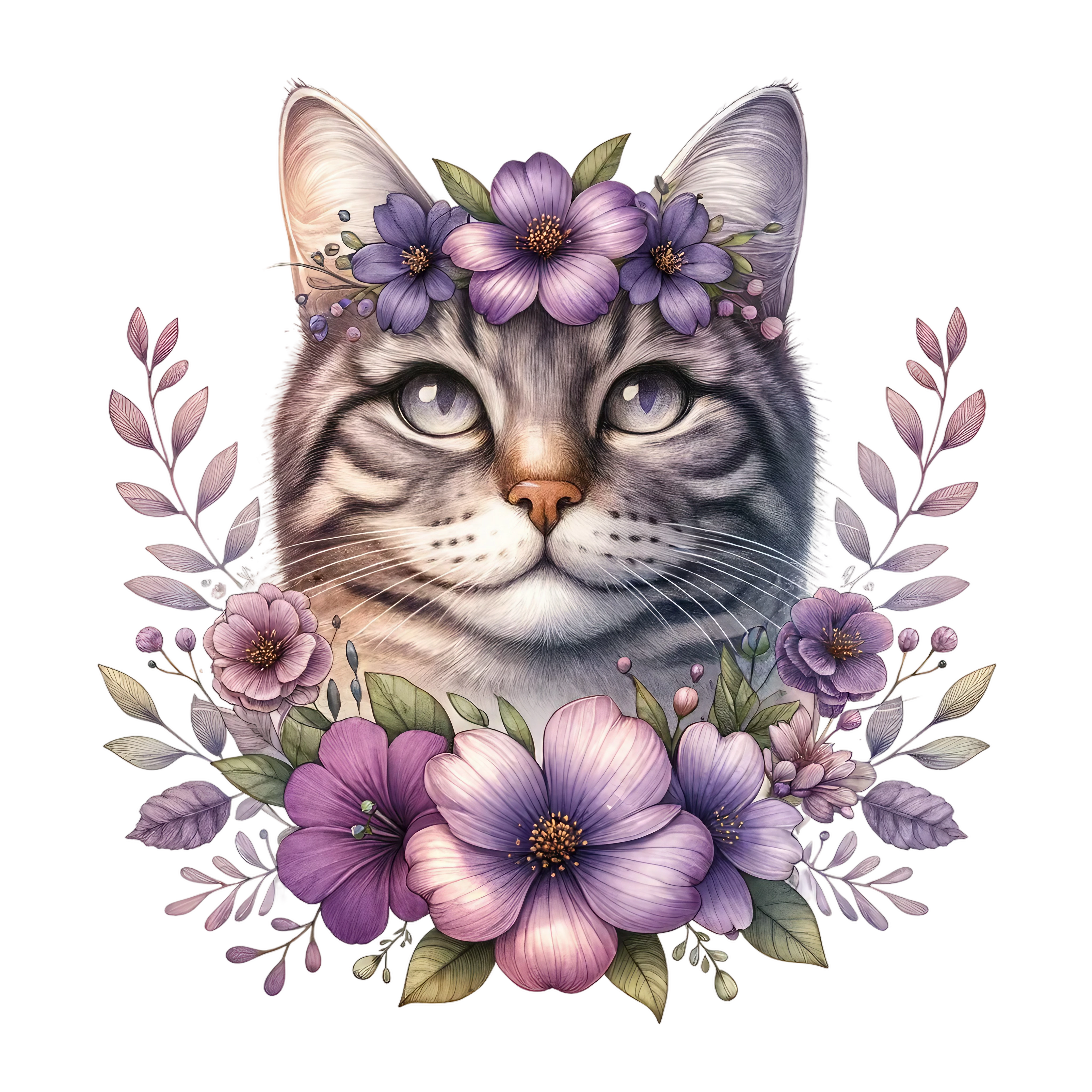 Floral Cats DTF Transfer