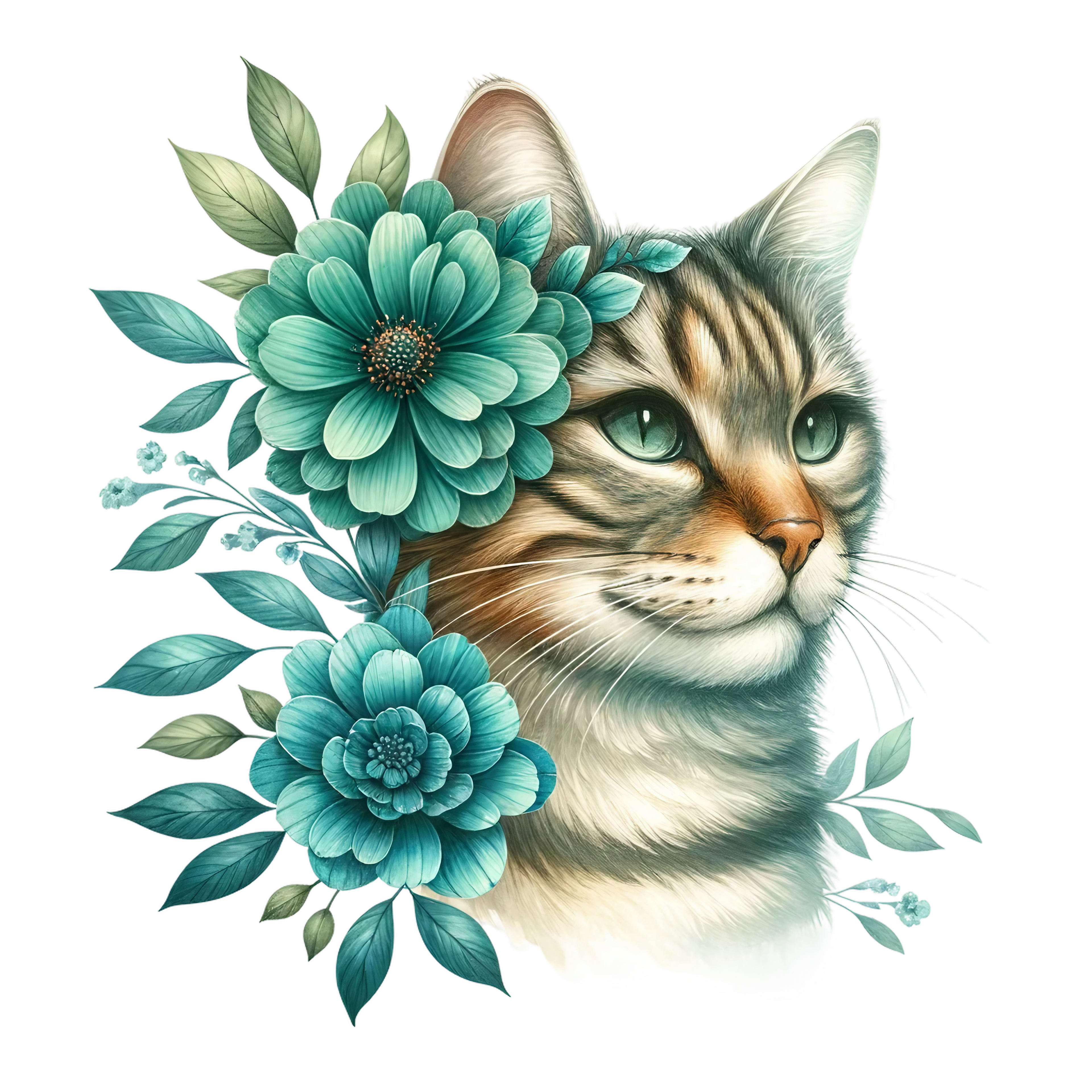 Floral Cats DTF Transfer