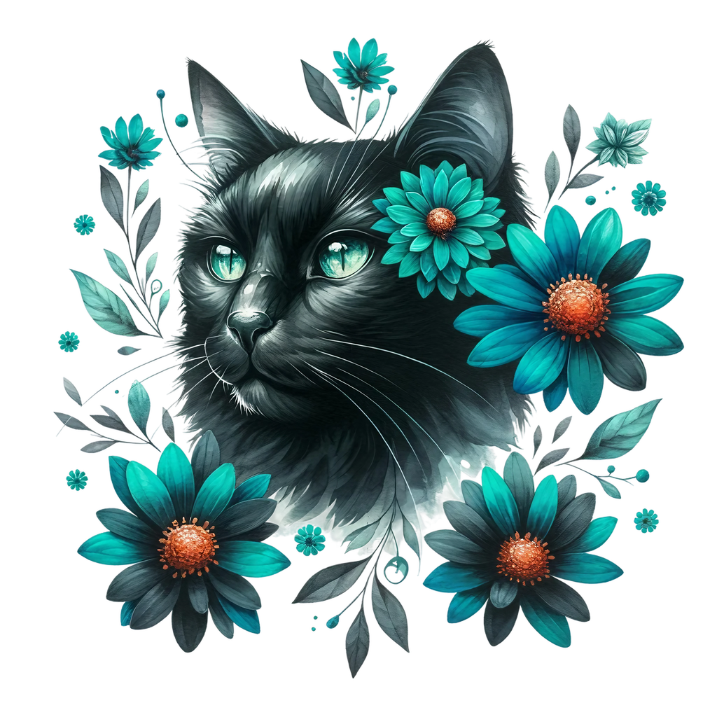 Floral Cats Heat Transfer