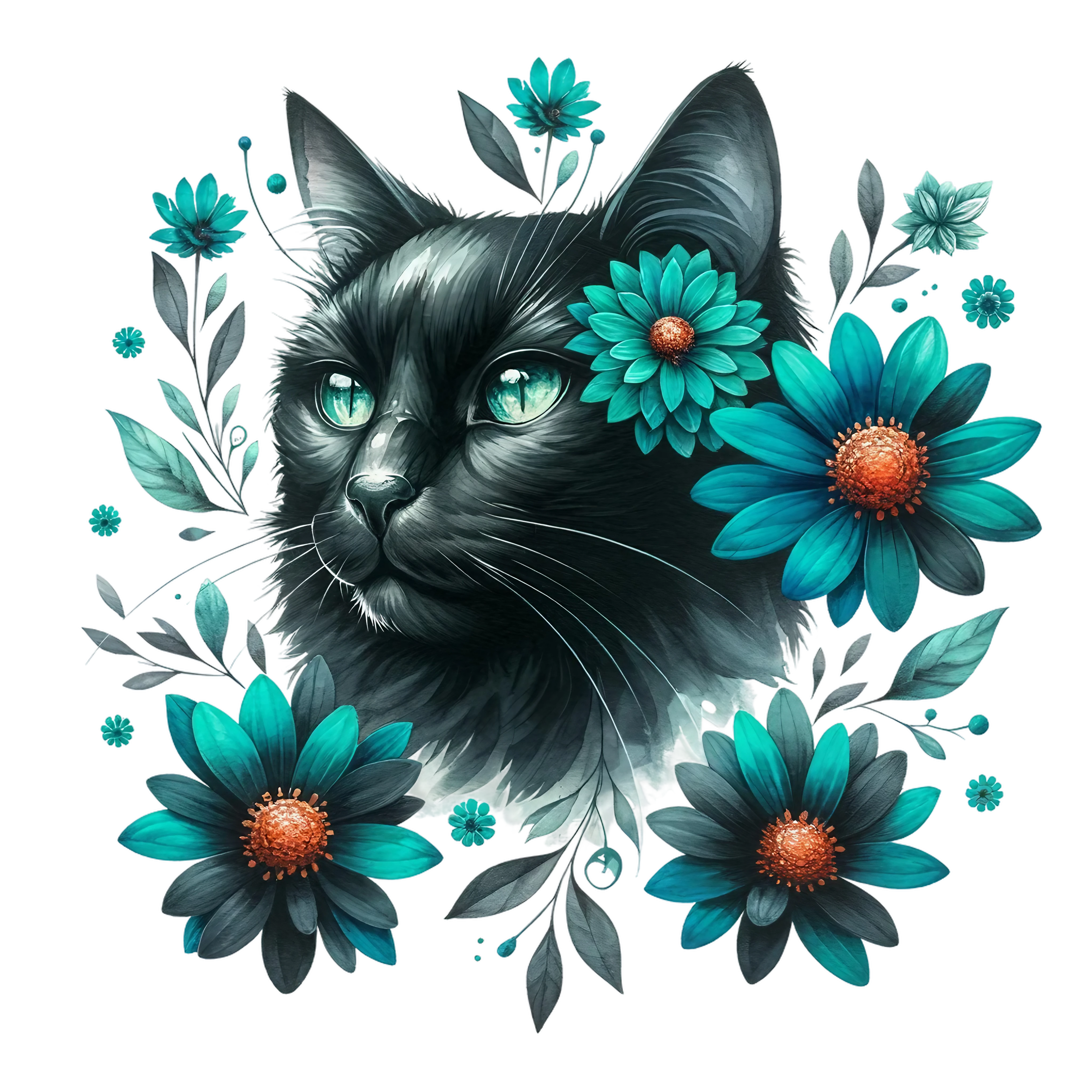Floral Cats DTF Transfer