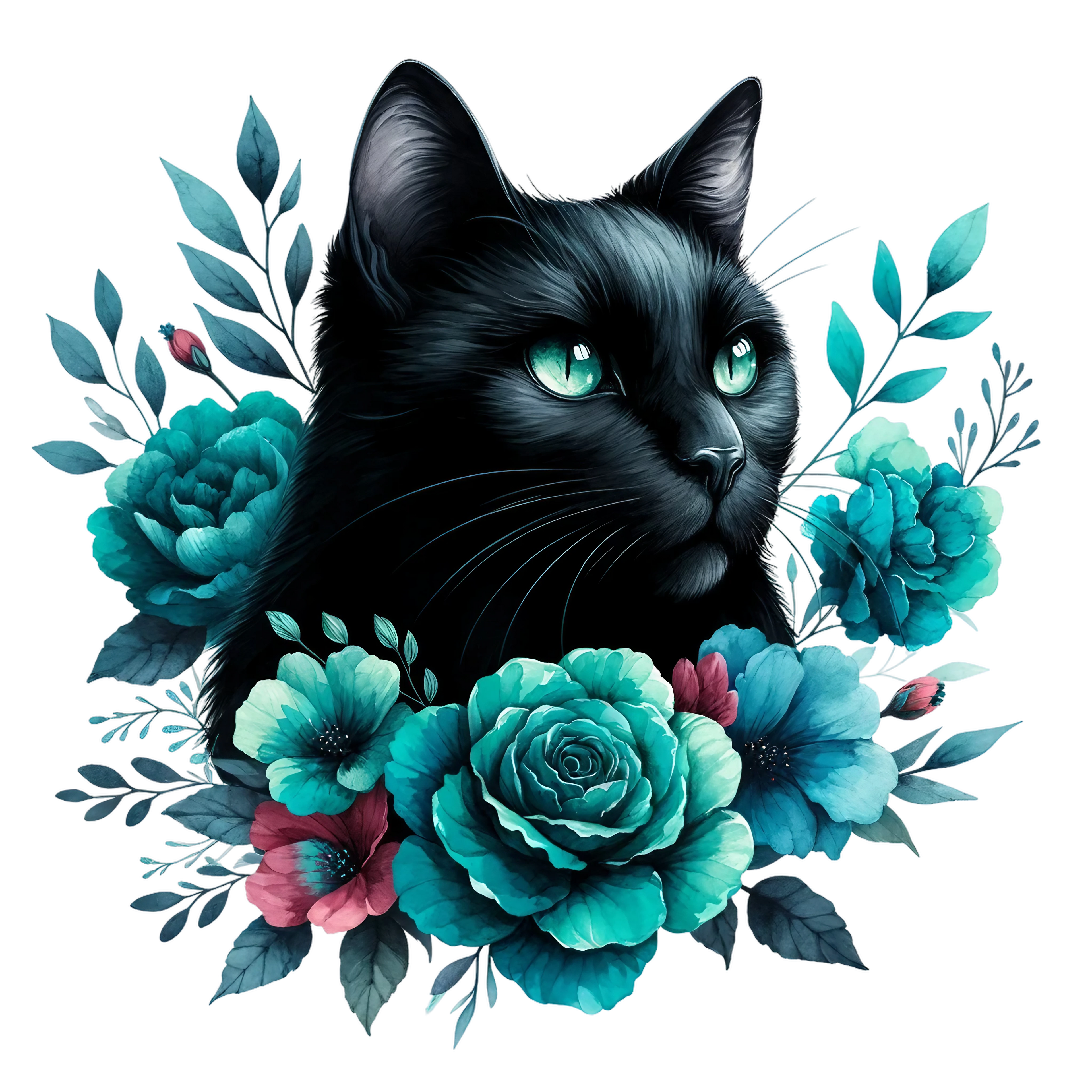 Floral Cats DTF Transfer