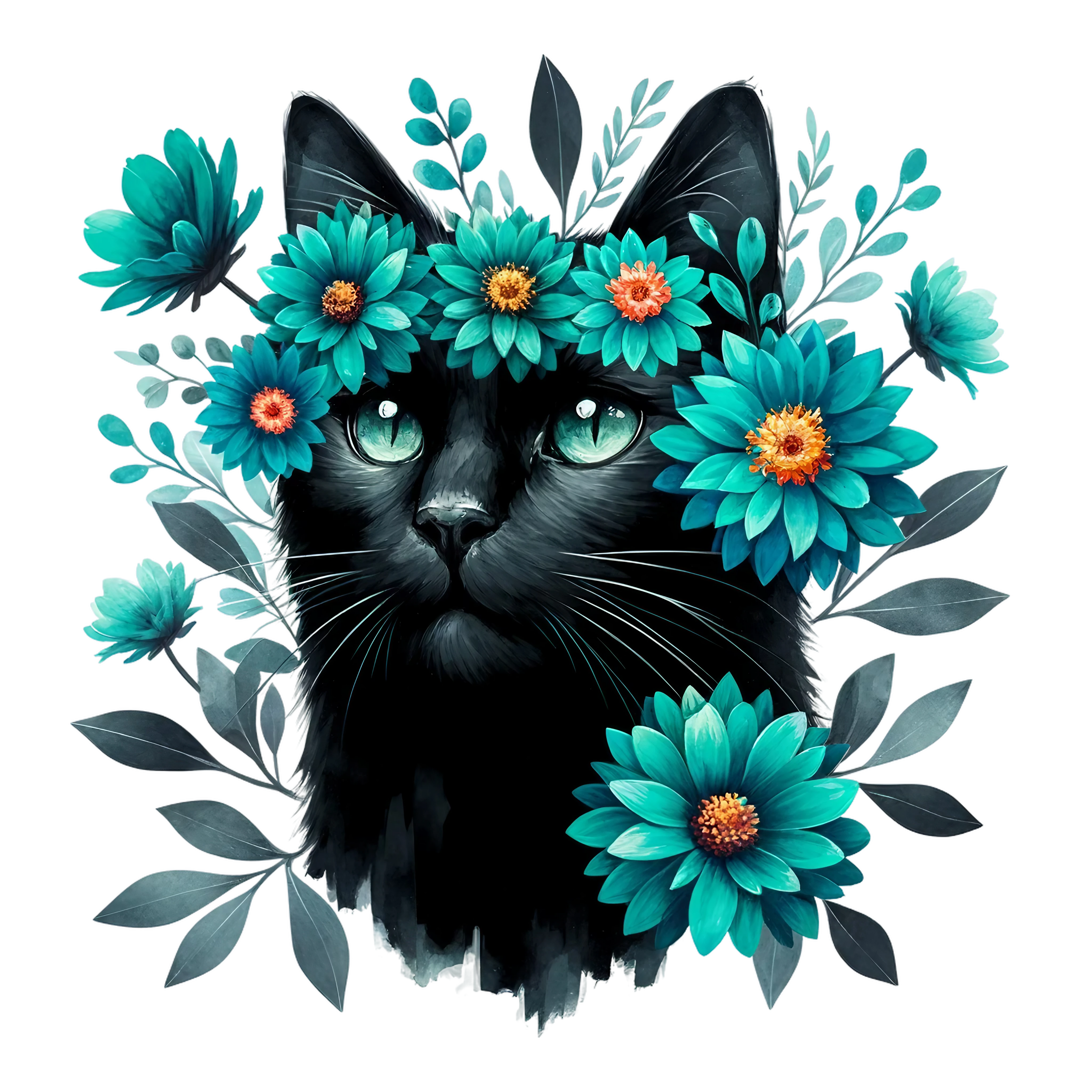 Floral Cats DTF Transfer