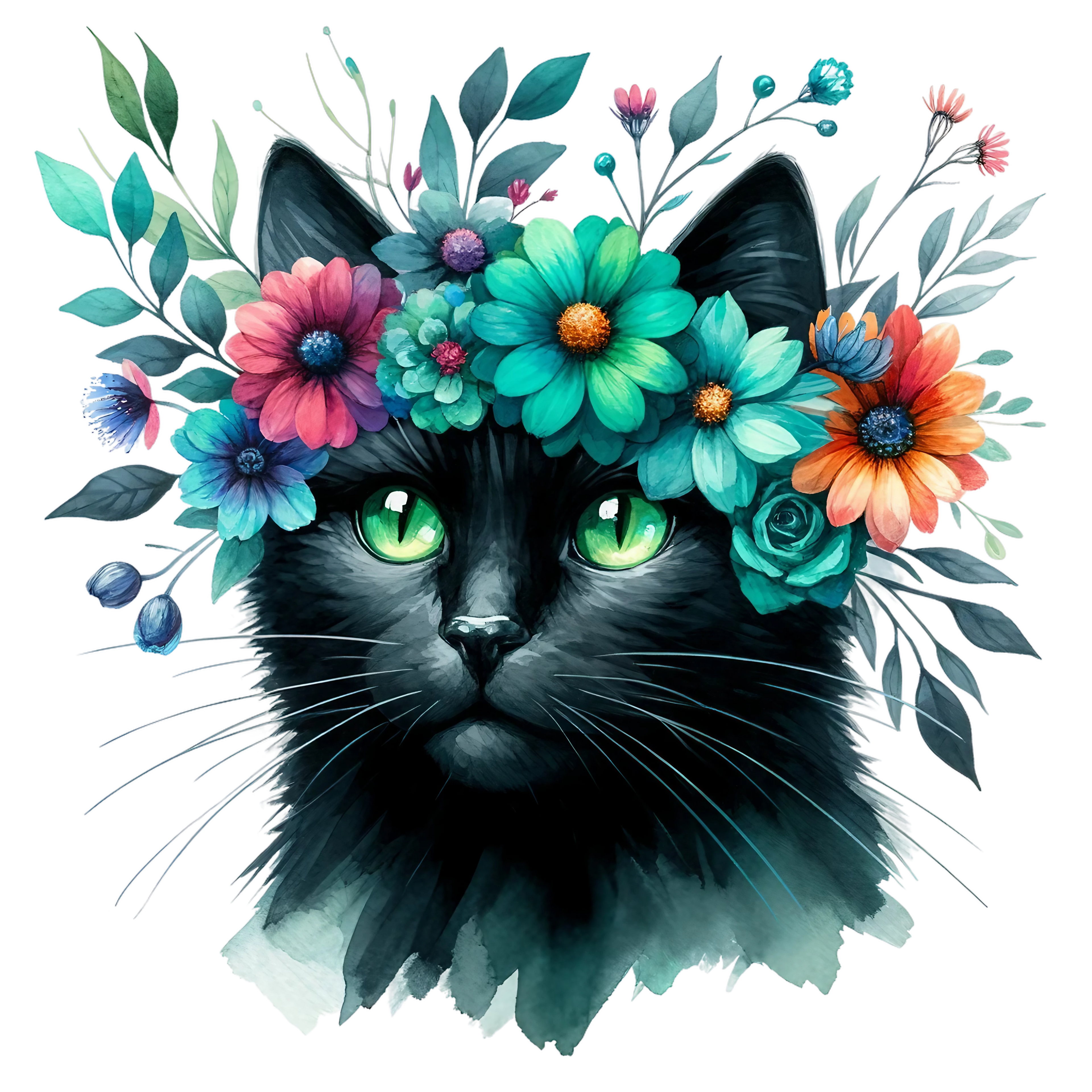 Floral Cats DTF Transfer