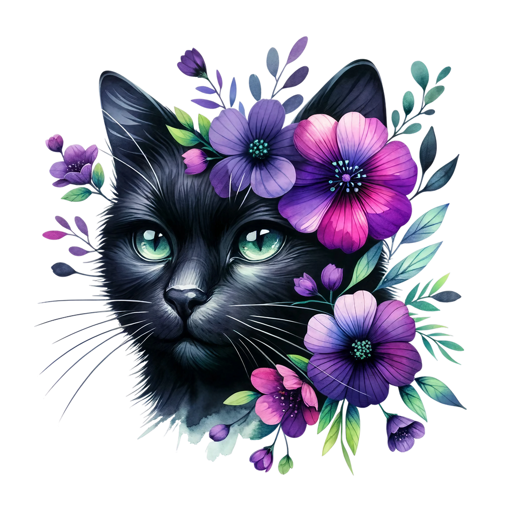 Floral Cats Heat Transfer
