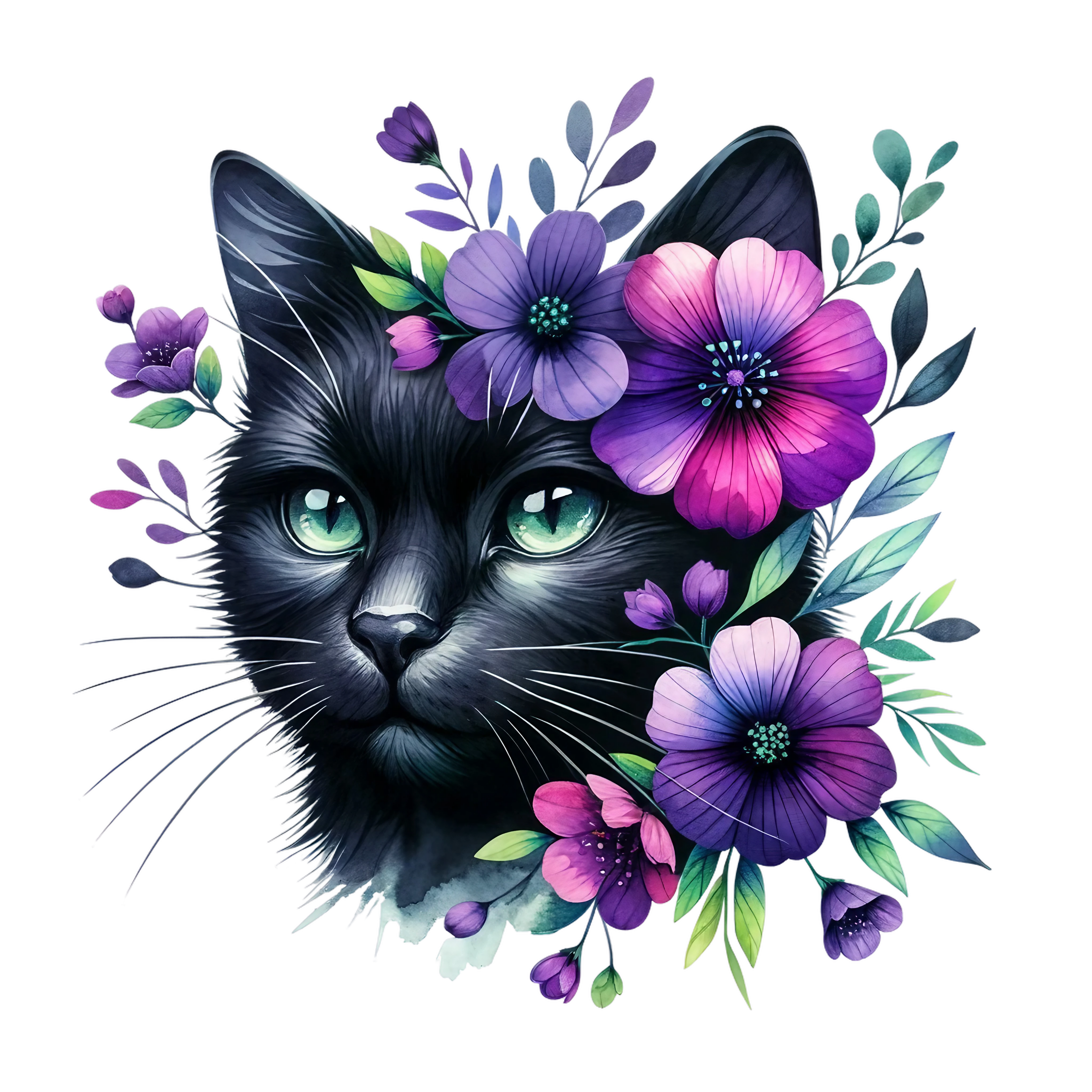 Floral Cats DTF Transfer