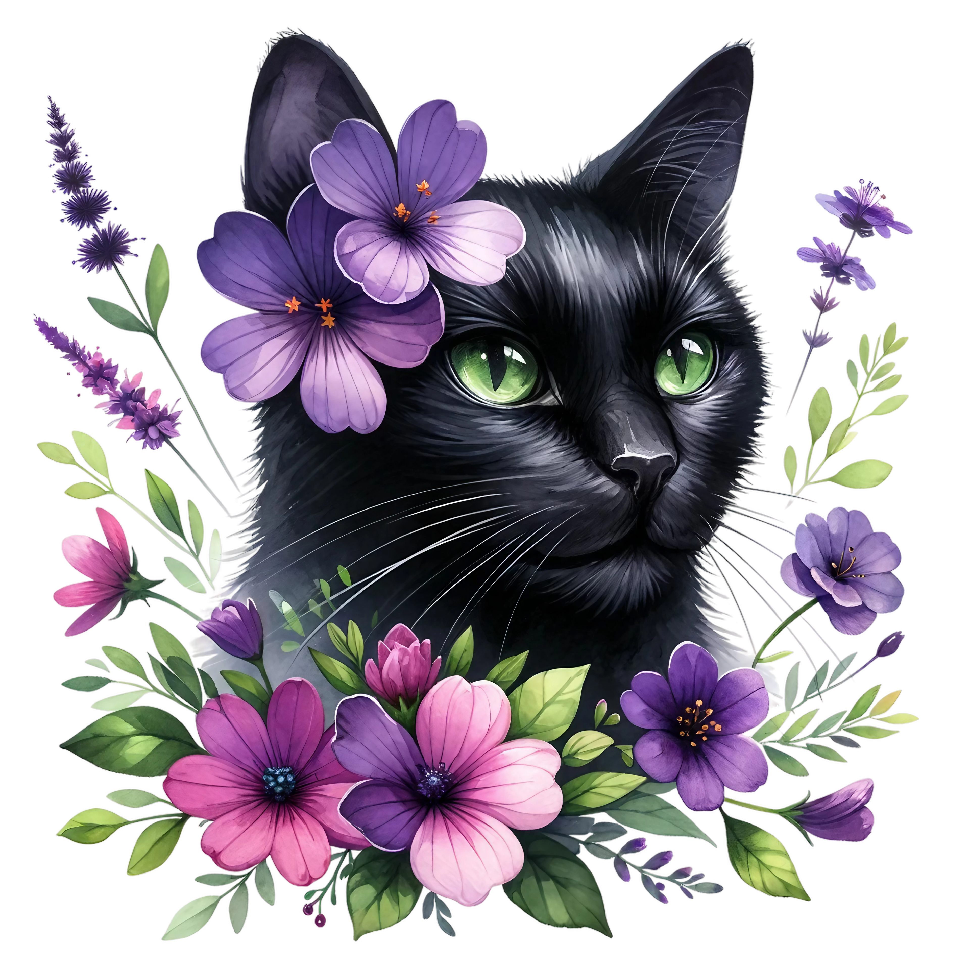 Floral Cats DTF Transfer