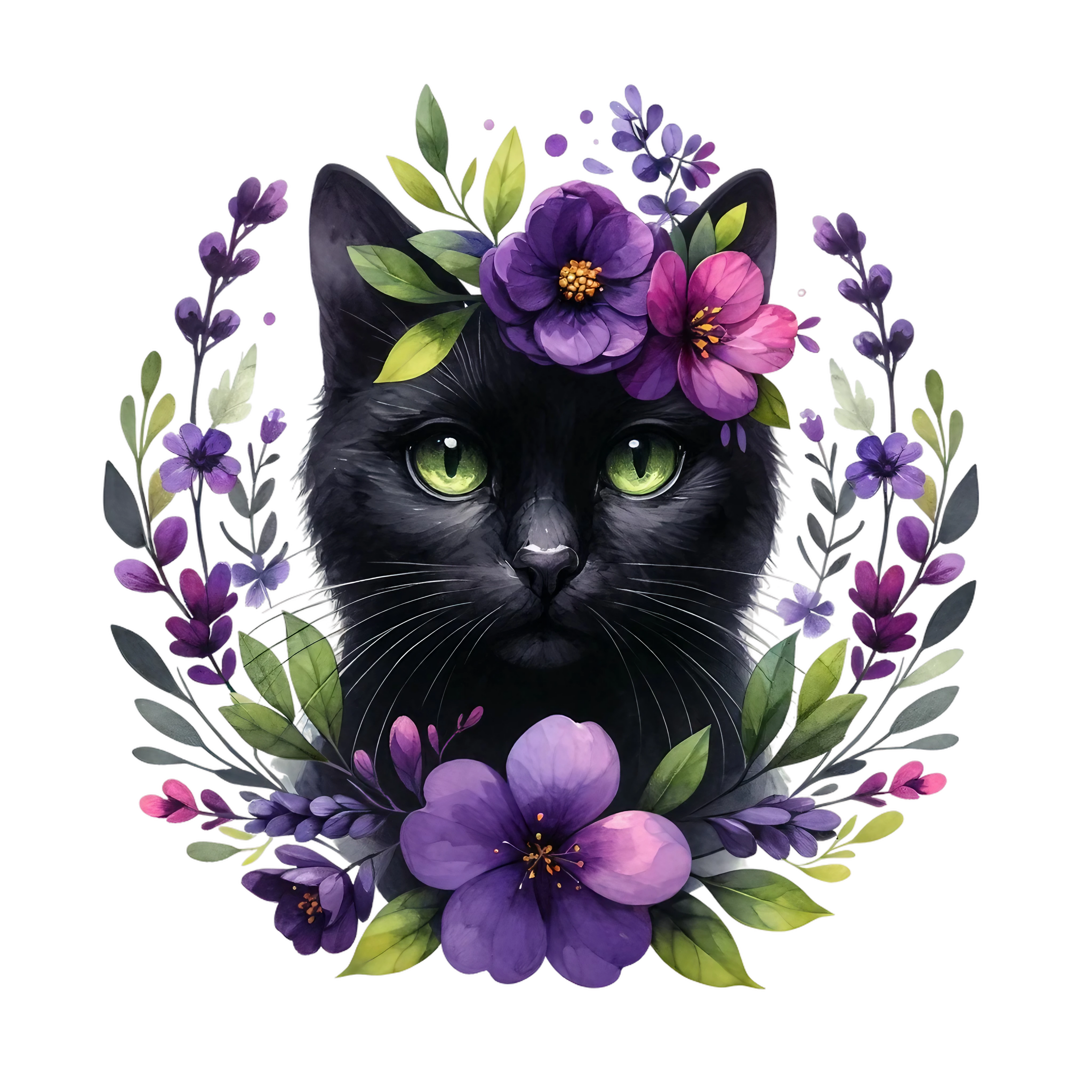 Floral Cats DTF Transfer
