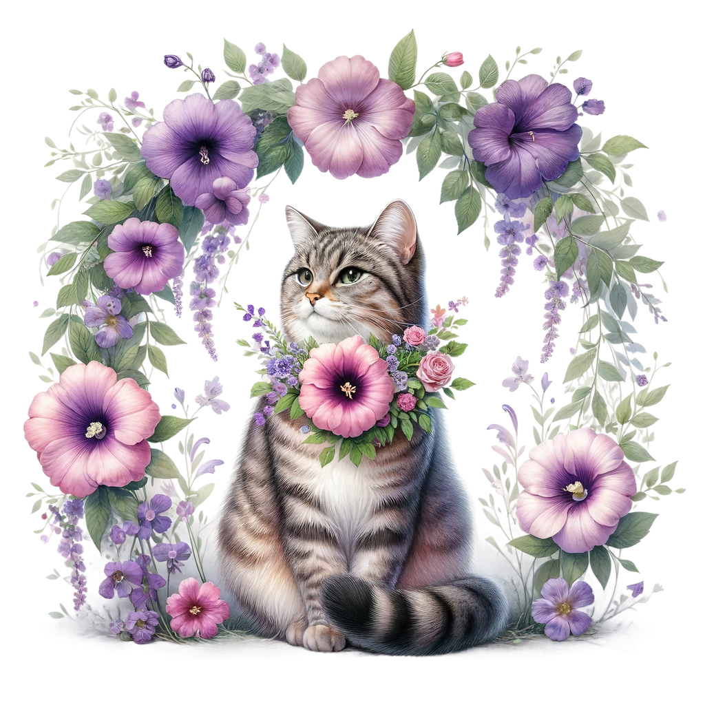Floral Cats Heat Transfer