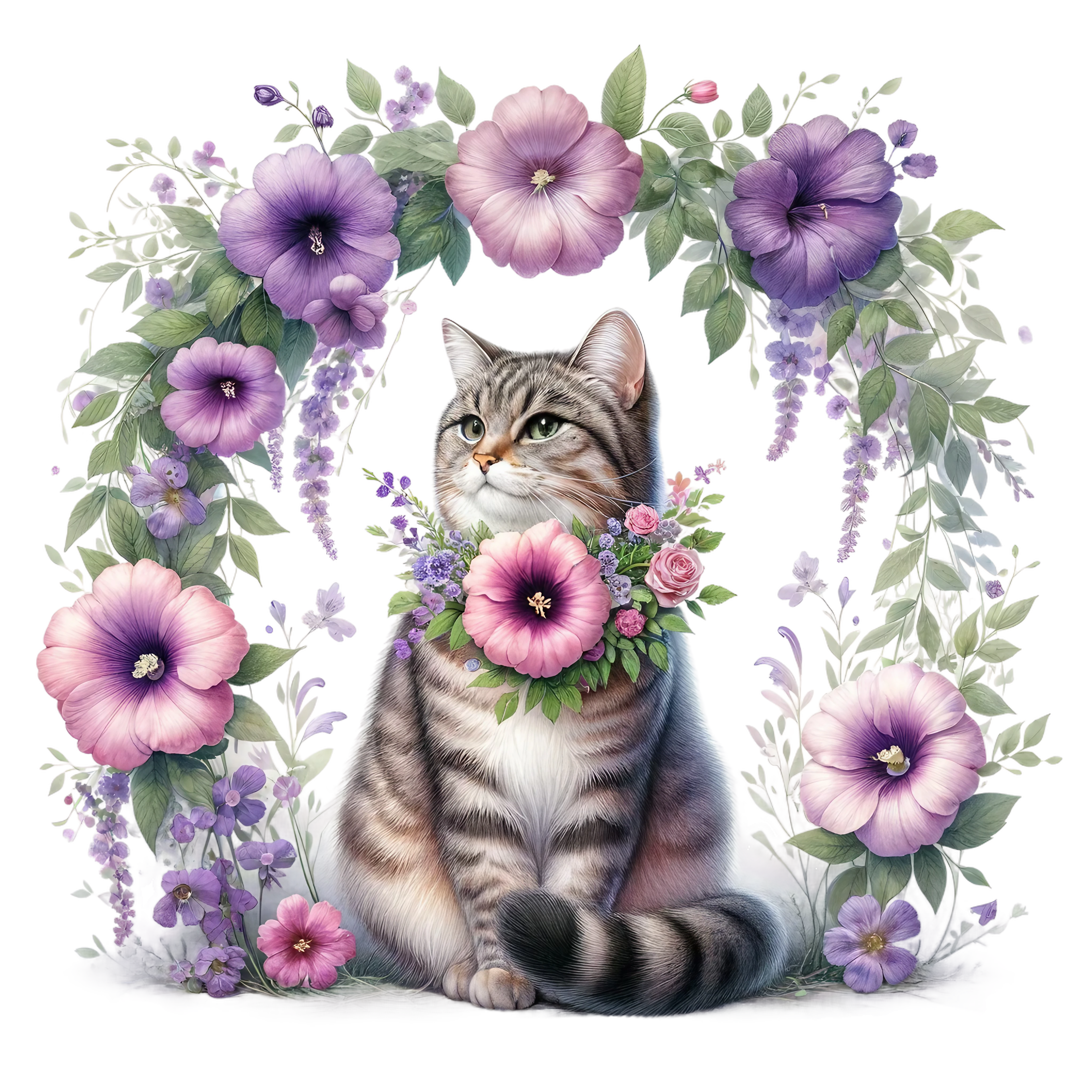 Floral Cats DTF Transfer