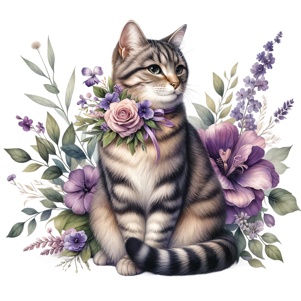 Floral Cats Heat Transfer