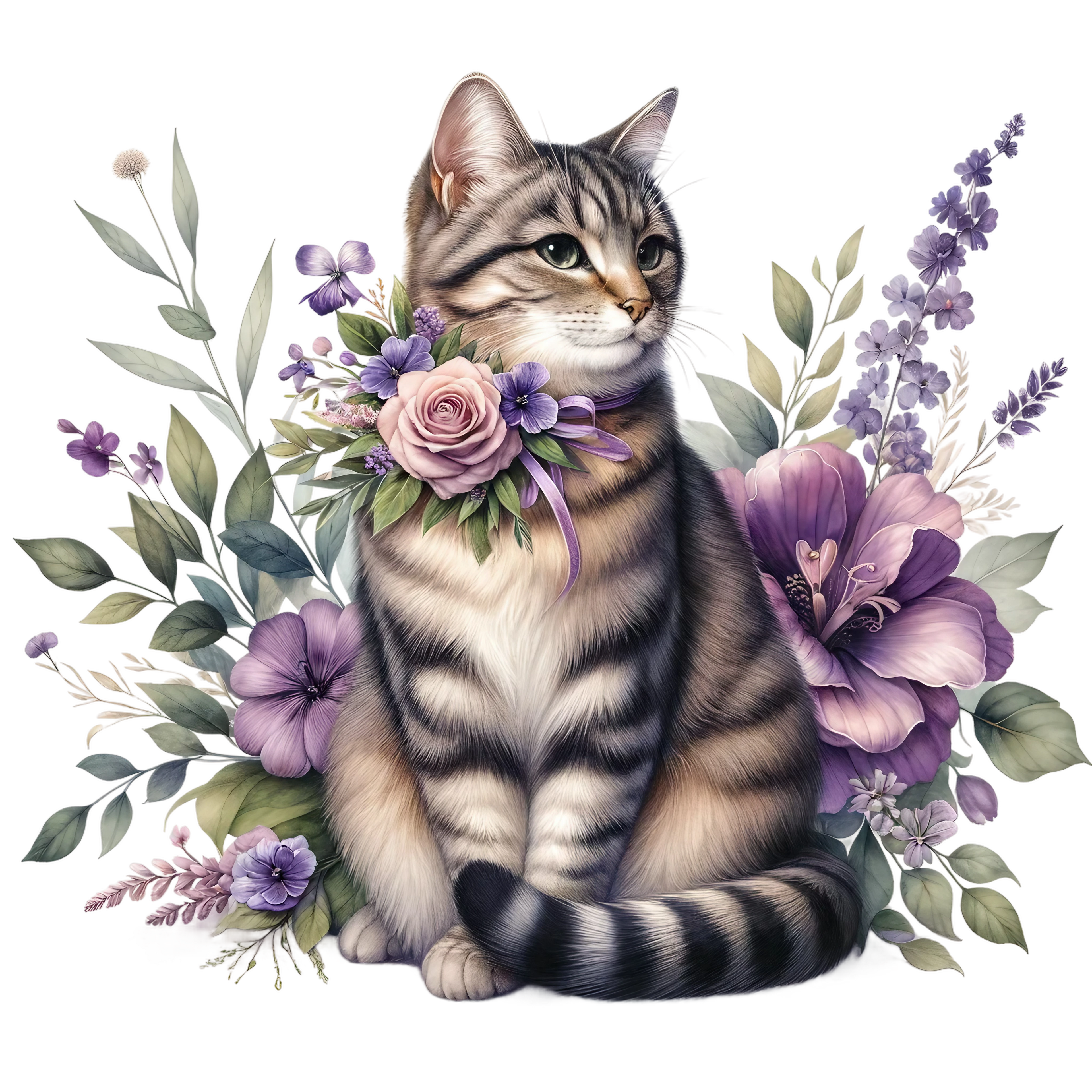 Floral Cats DTF Transfer