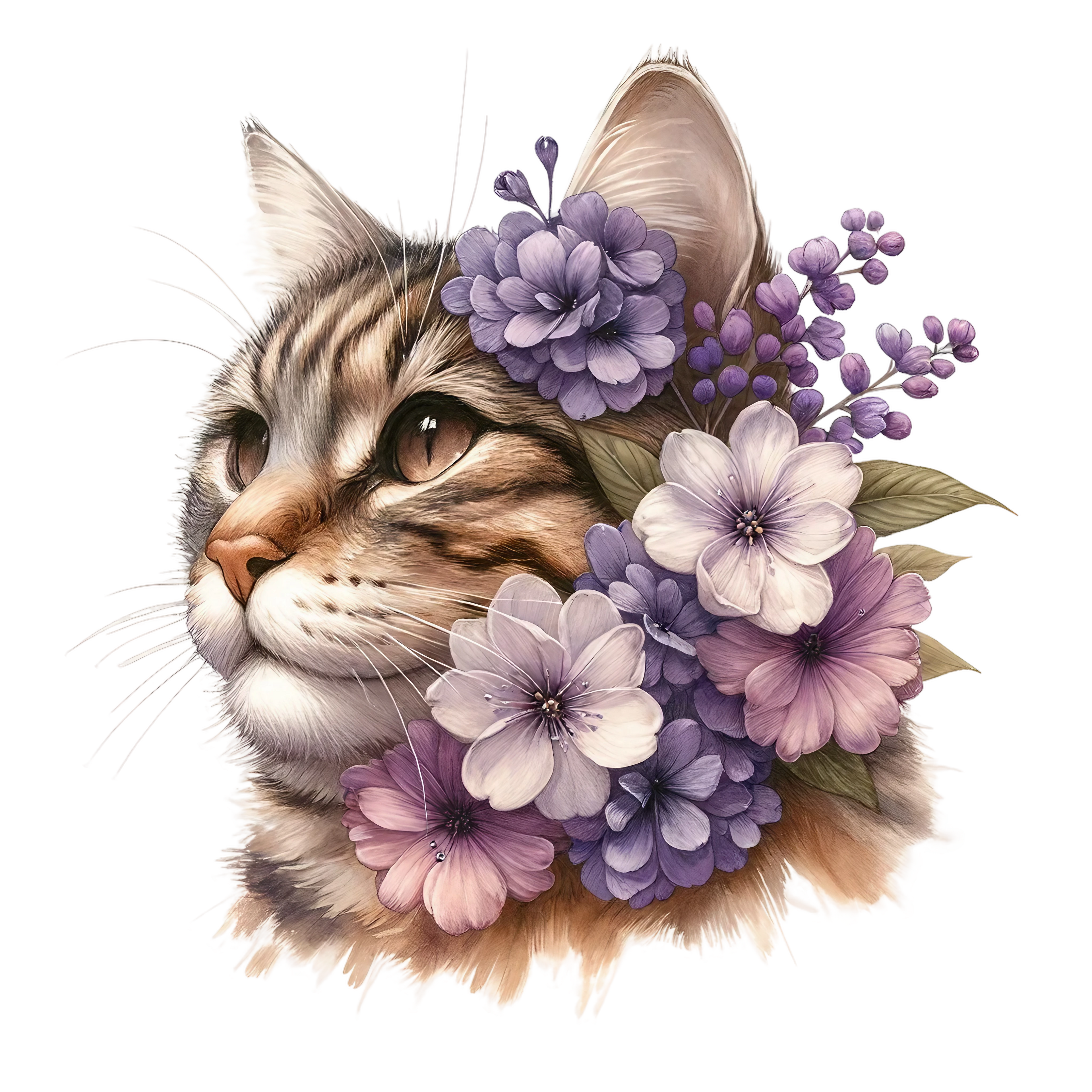 Floral Cats DTF Transfer