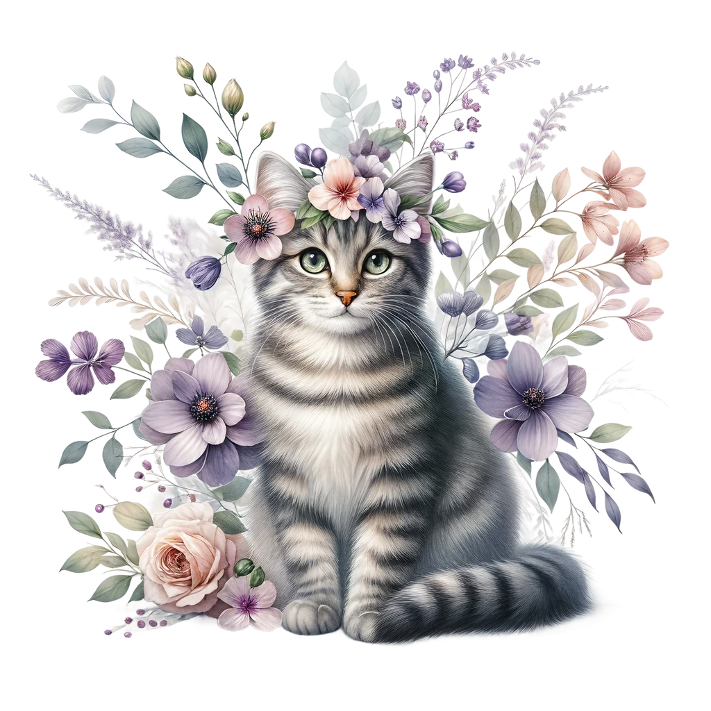 Floral Cats Heat Transfer