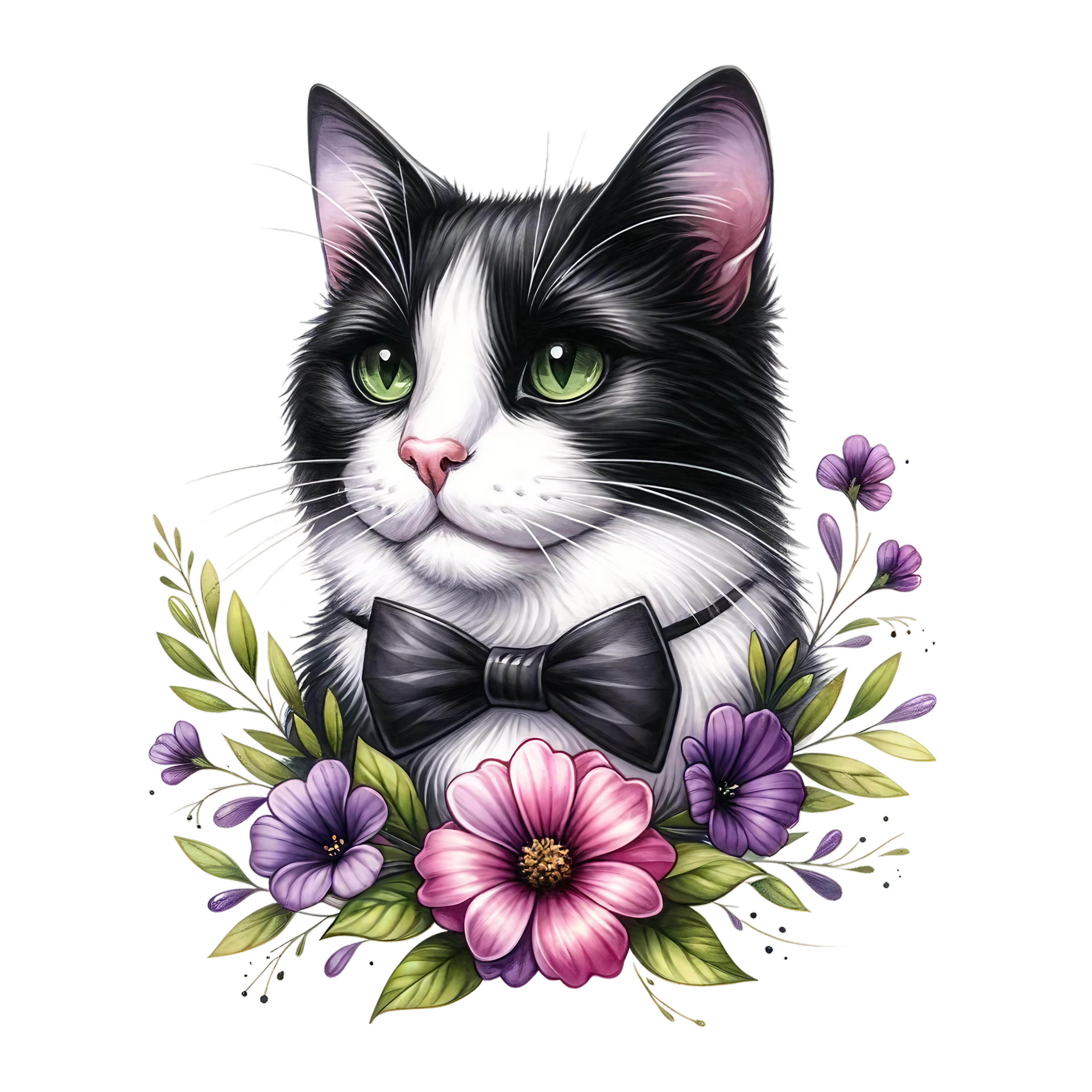 Floral Cats DTF Transfer