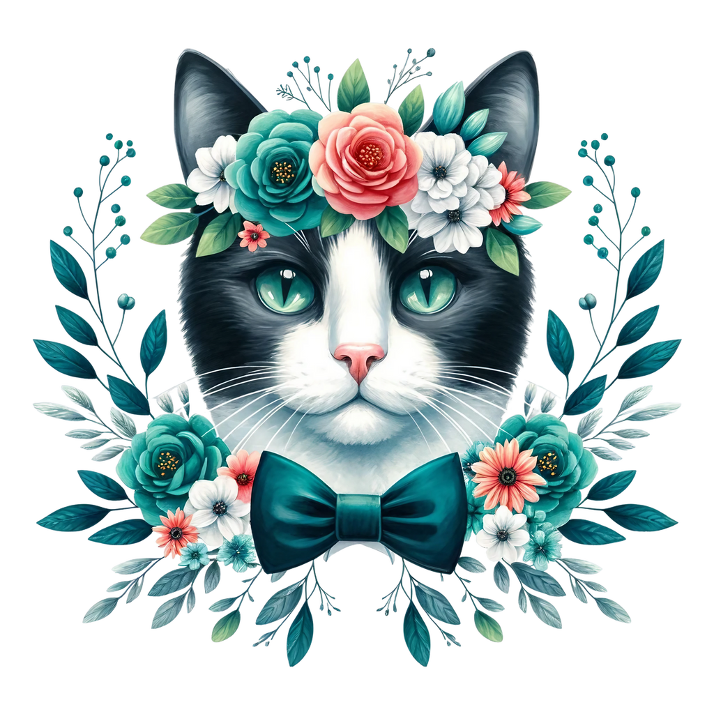 Floral Cats Heat Transfer