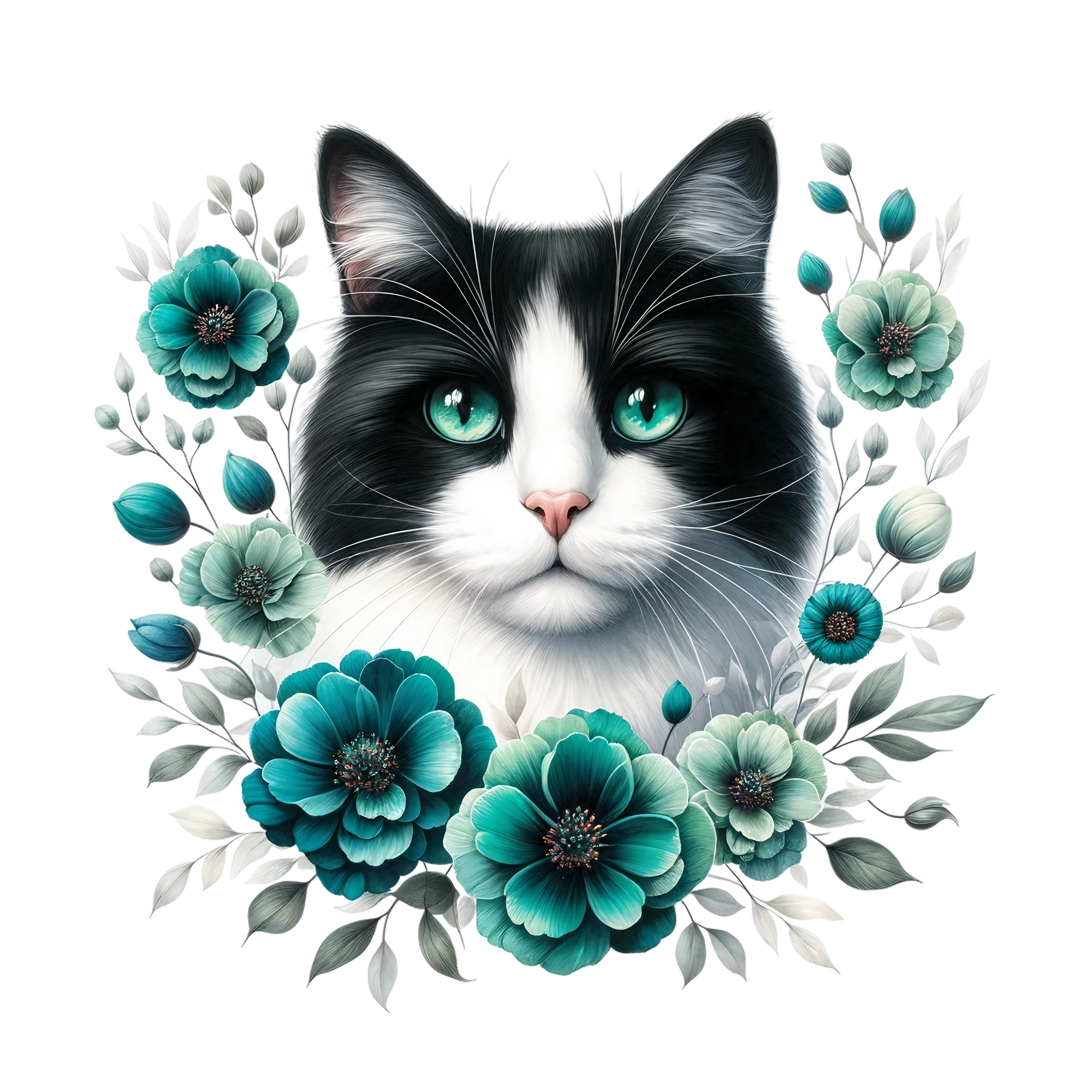 Floral Cats DTF Transfer
