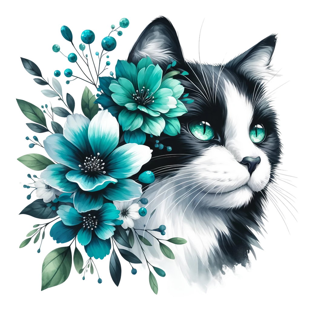 Floral Cats Heat Transfer