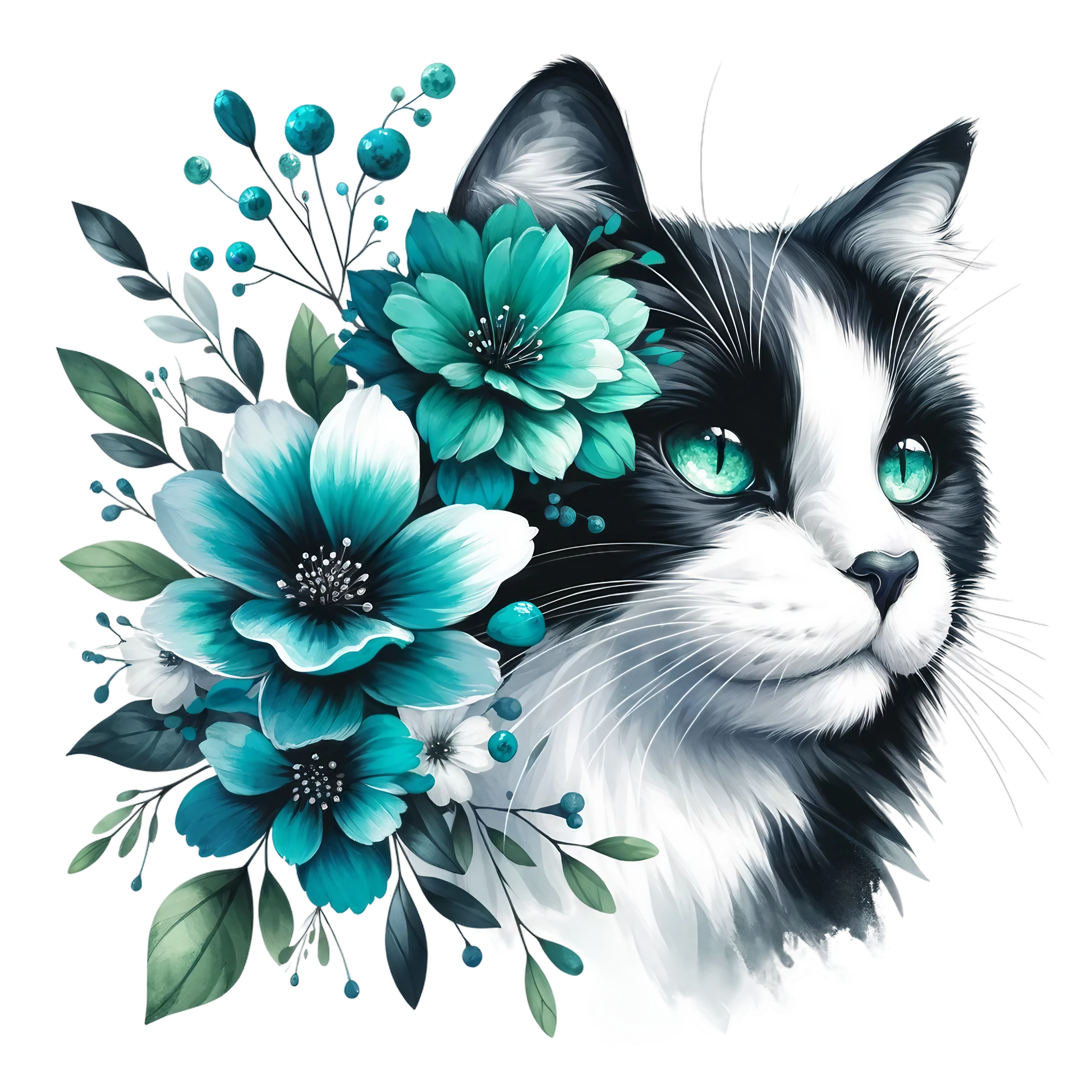 Floral Cats DTF Transfer