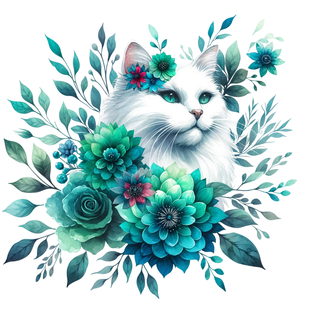 Floral Cats Heat Transfer