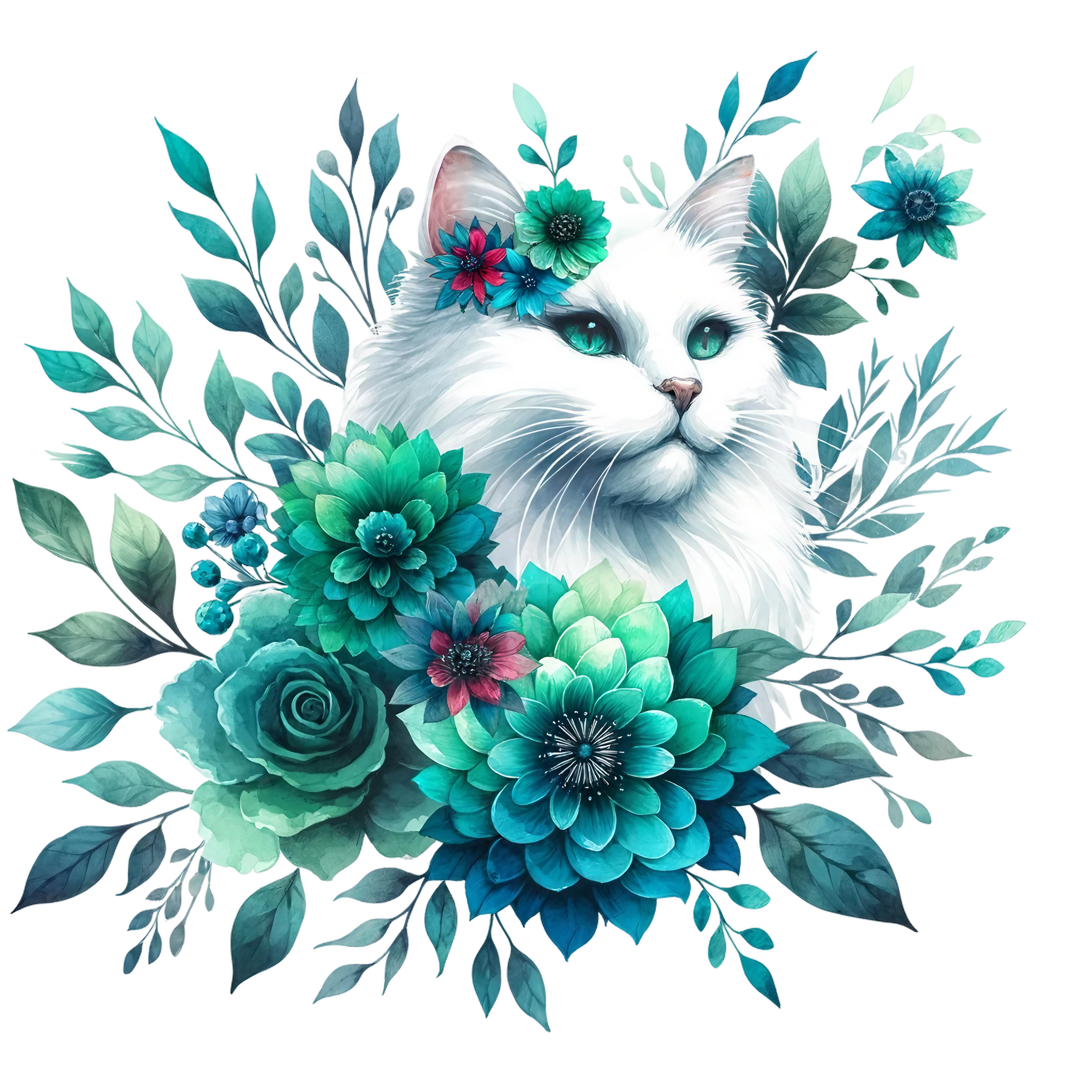 Floral Cats DTF Transfer