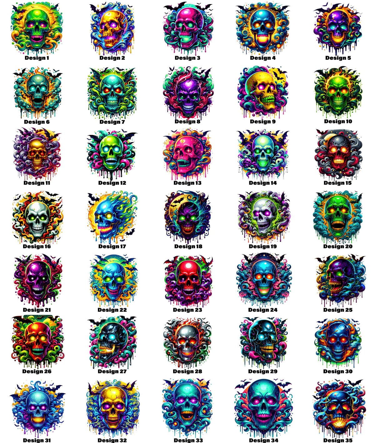 Horror Skulls Graphic T-shirt S-5X