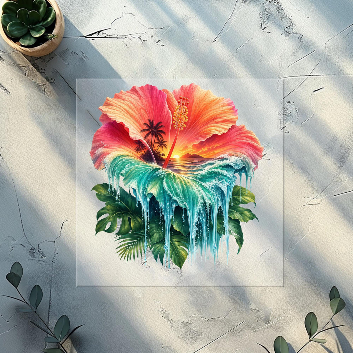 Tropical Hibiscus Heat Transfer Ready to Press