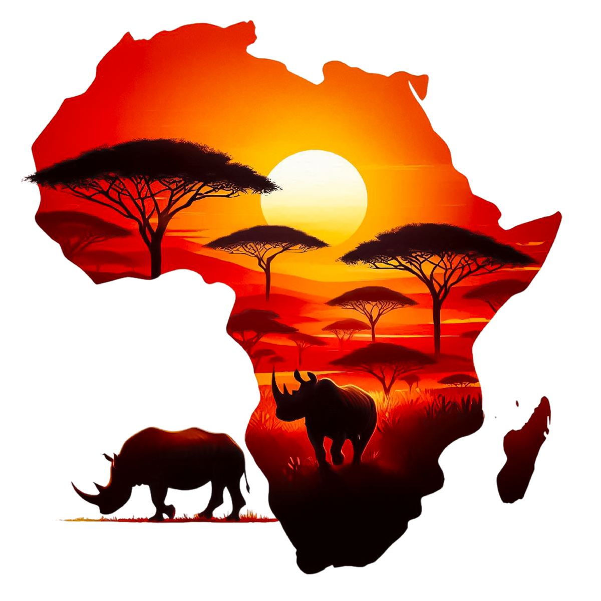 African Silhouette Heat Transfer