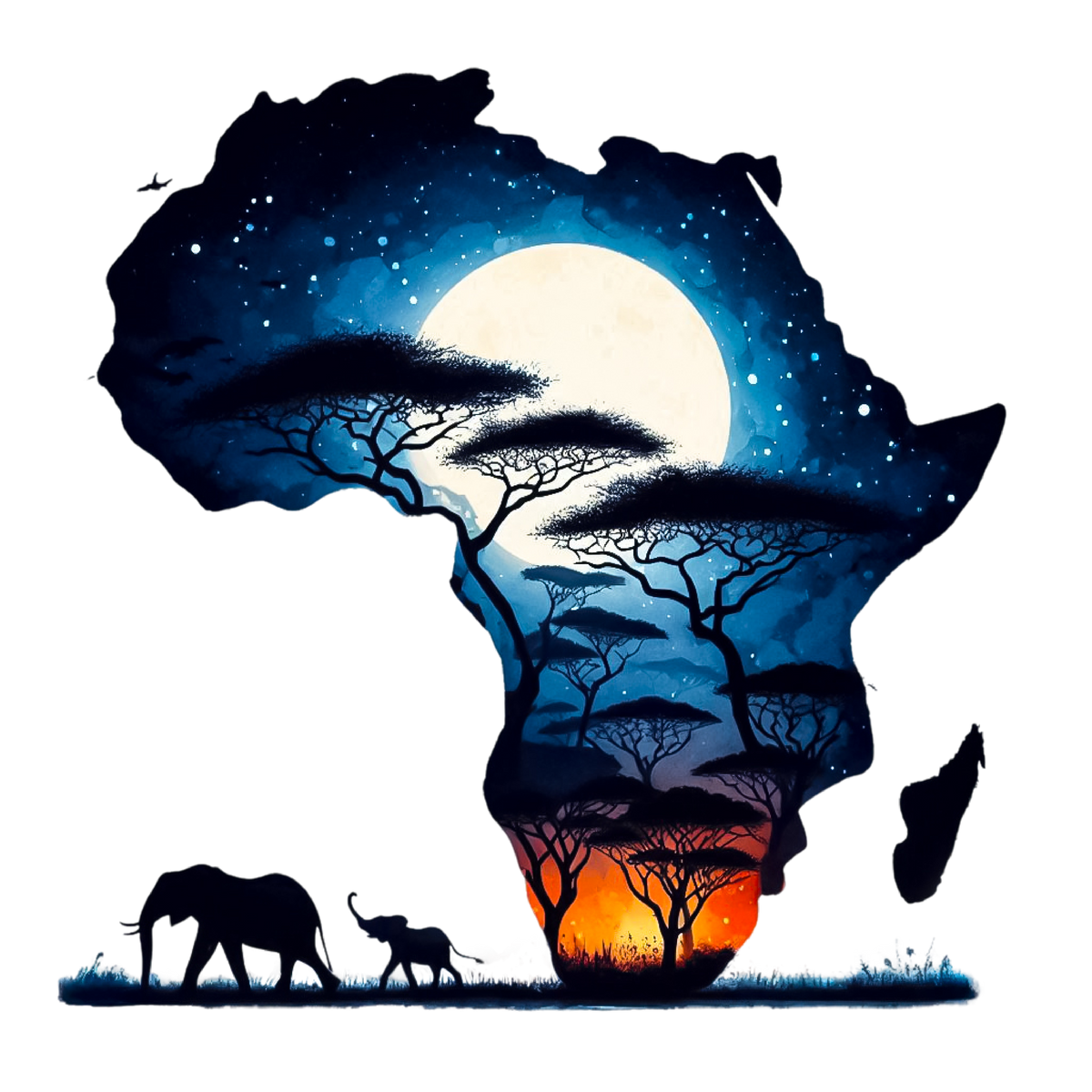 African Silhouette Heat Transfer