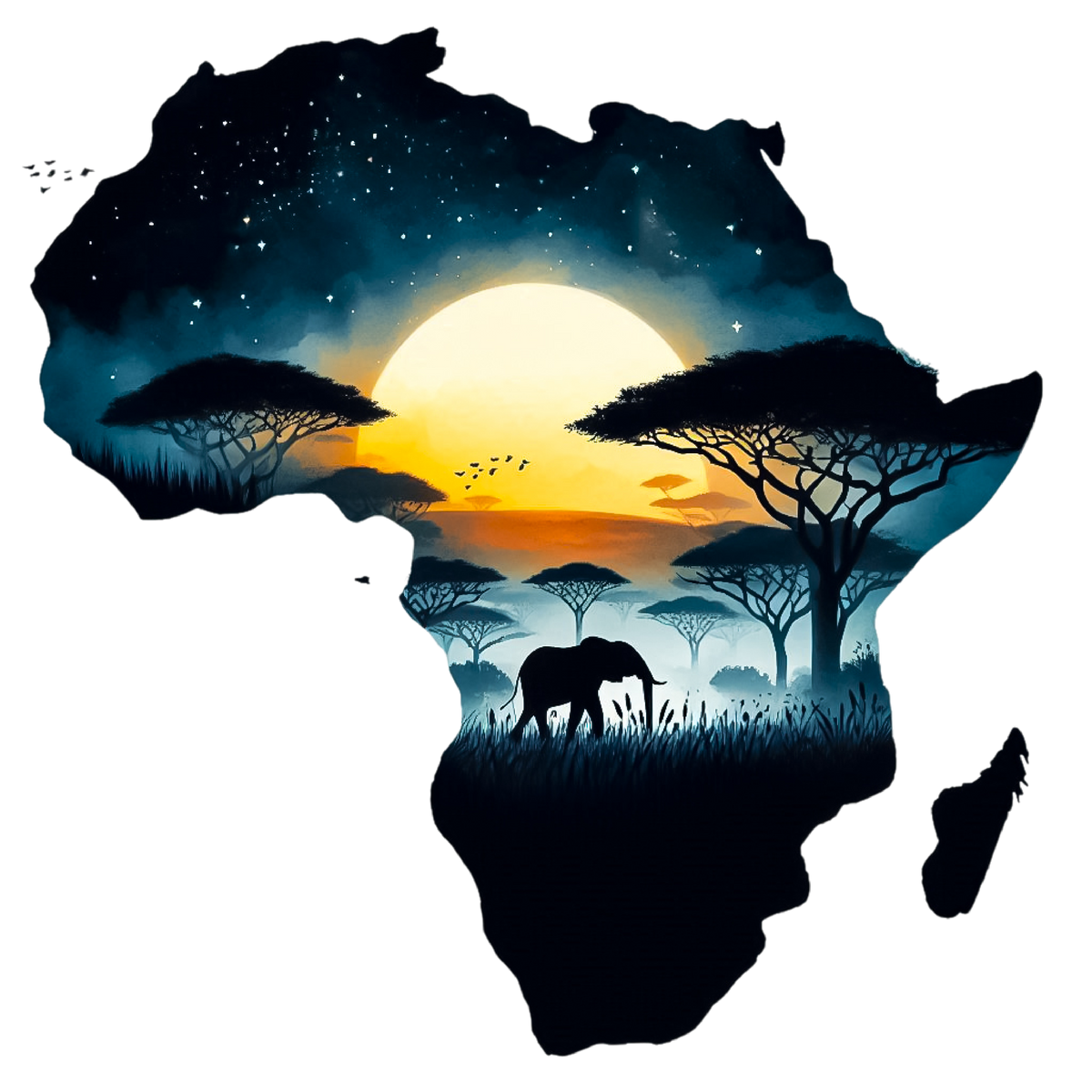 African Silhouette Heat Transfer