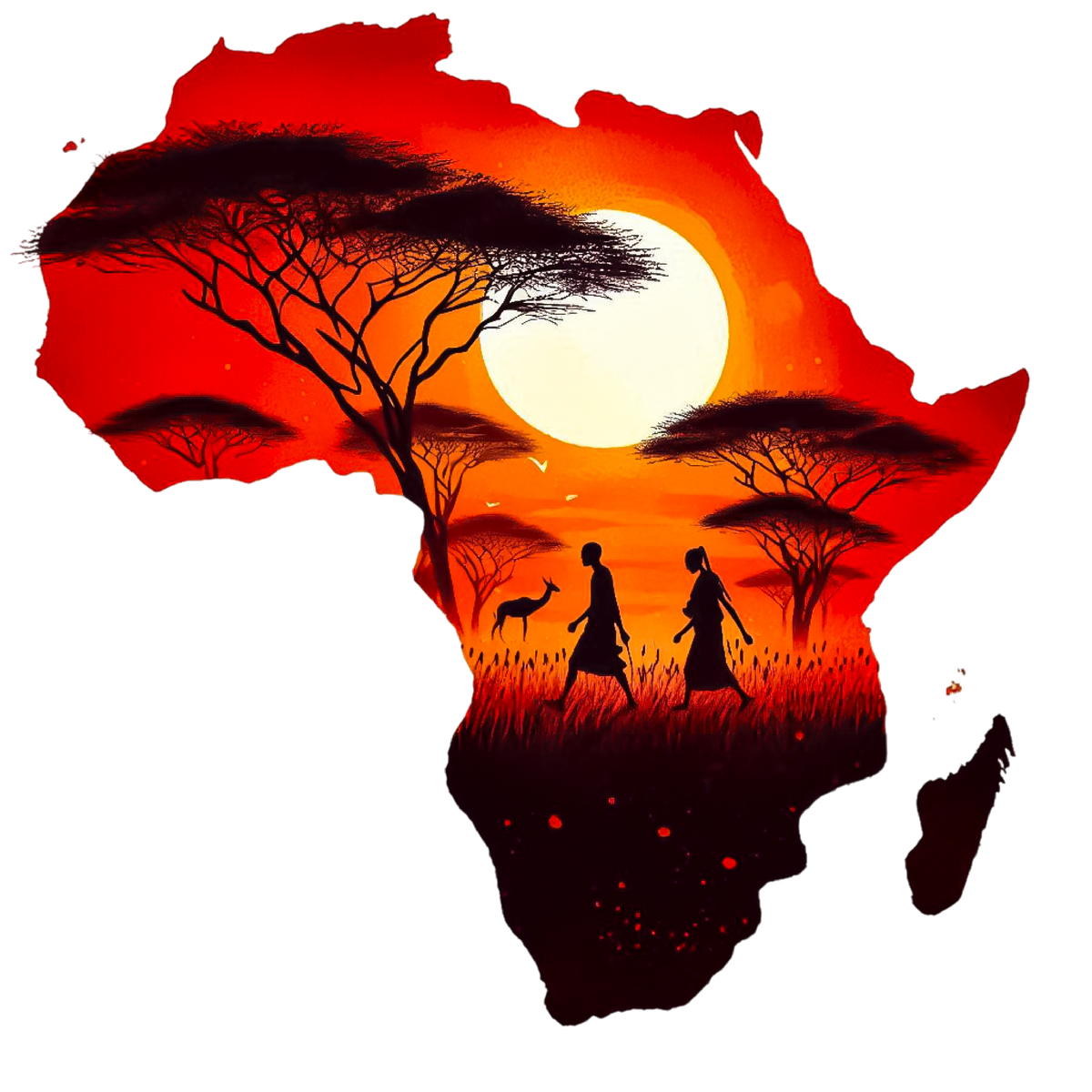 African Silhouette Heat Transfer