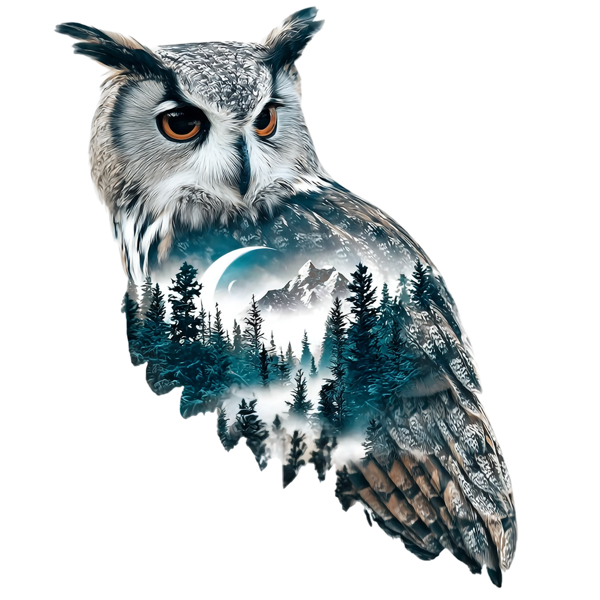 Double Exposure Owls Heat Transfer: