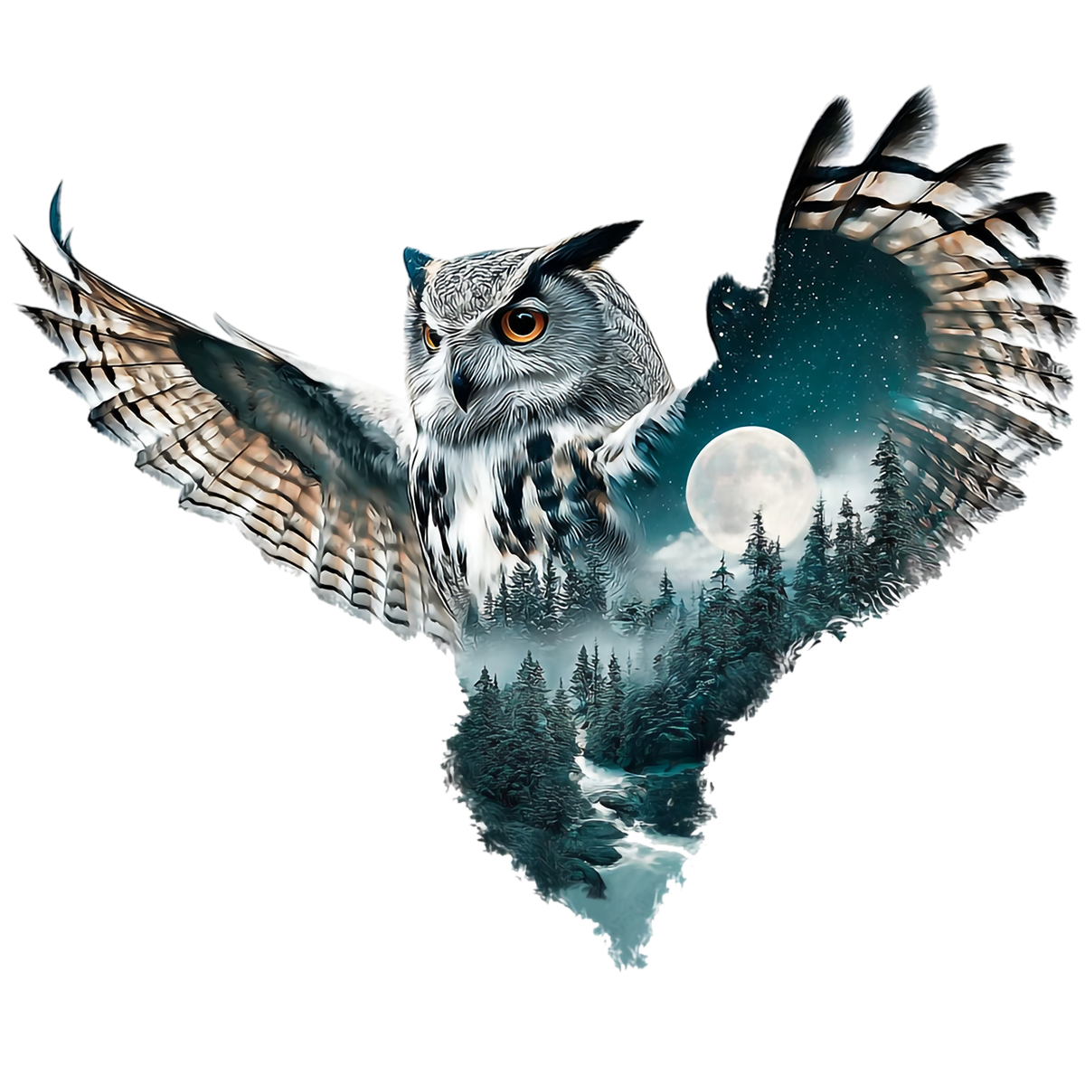 Double Exposure Owls Heat Transfer: