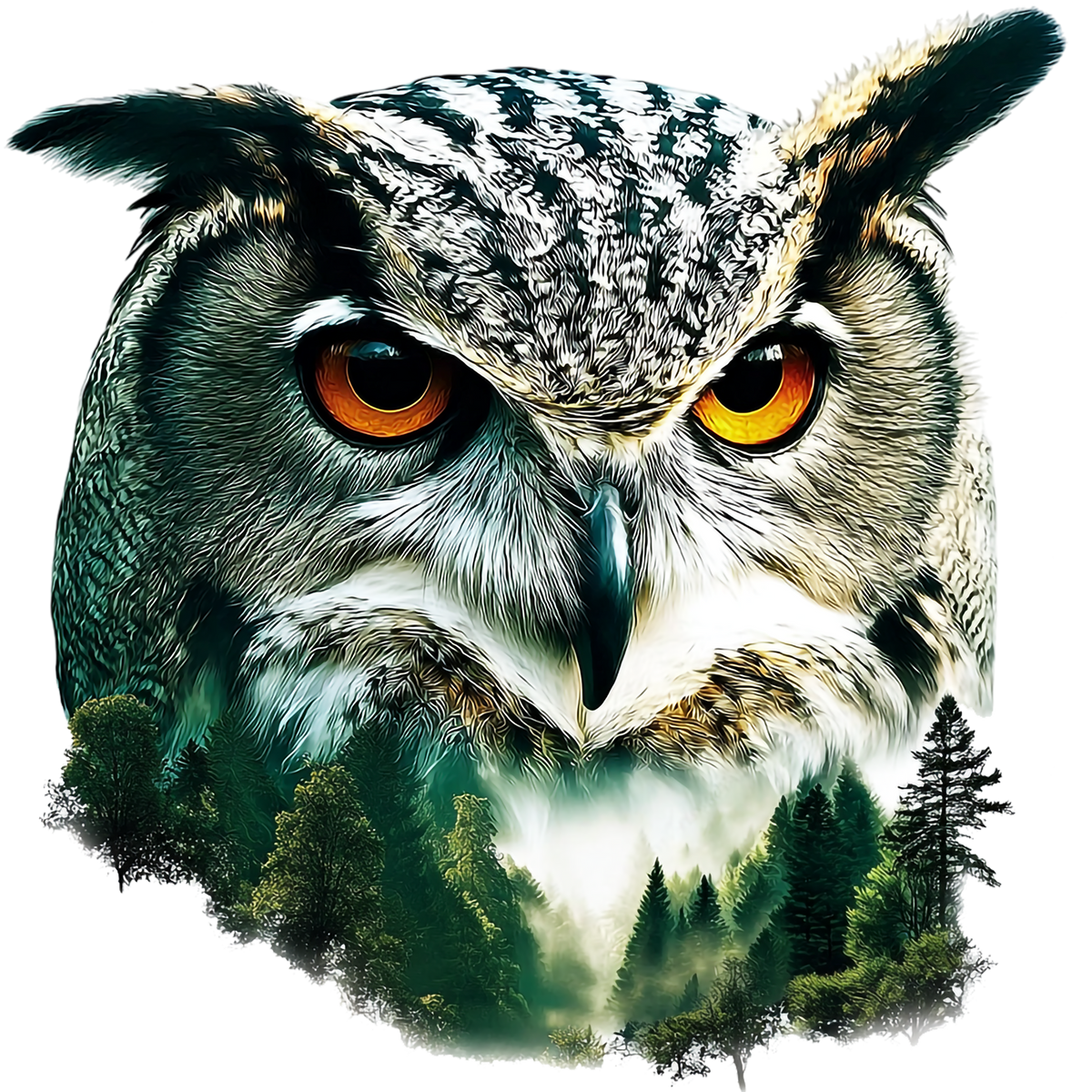 Double Exposure Owls Heat Transfer: