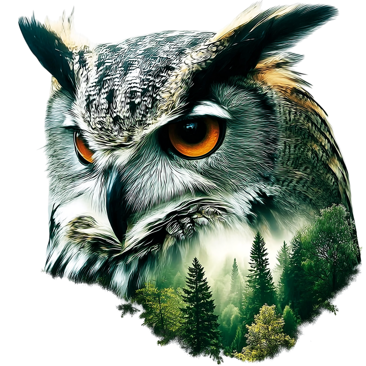 Double Exposure Owls Heat Transfer: