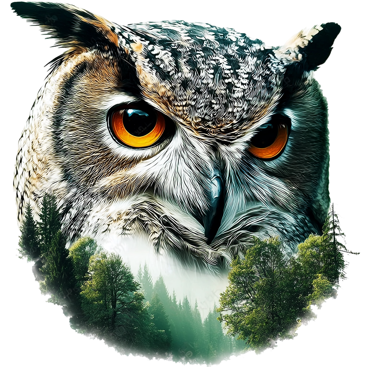 Double Exposure Owls Heat Transfer: